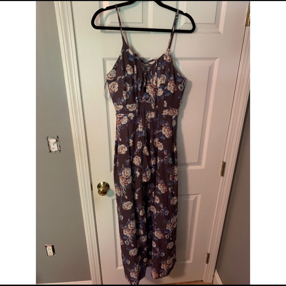 Purple Floral Romper With open skirt